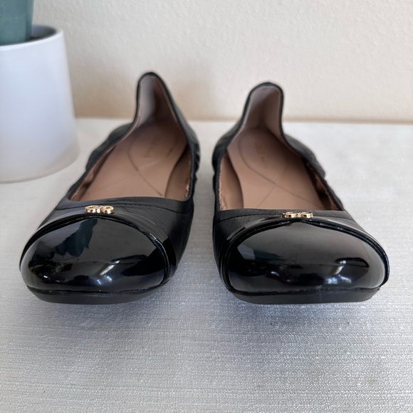 Cole Haan Black Leather Patent Cap Toe Stretch Ballet Flats Women’s 8.5B - Picture 5 of 12